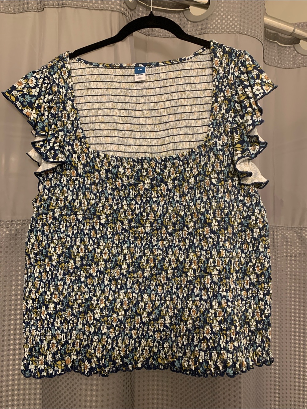 Old Navy Navy Floral Smocked Cap-Sleeve Camisole